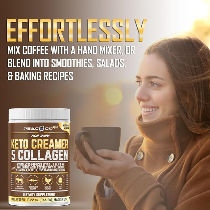 Collagen Keto Creamer Powder, Coconut MCT, Peptides, Unflavored, Hydrolyzed, B12, Magnesium (48.88 oz (Pack of 4))