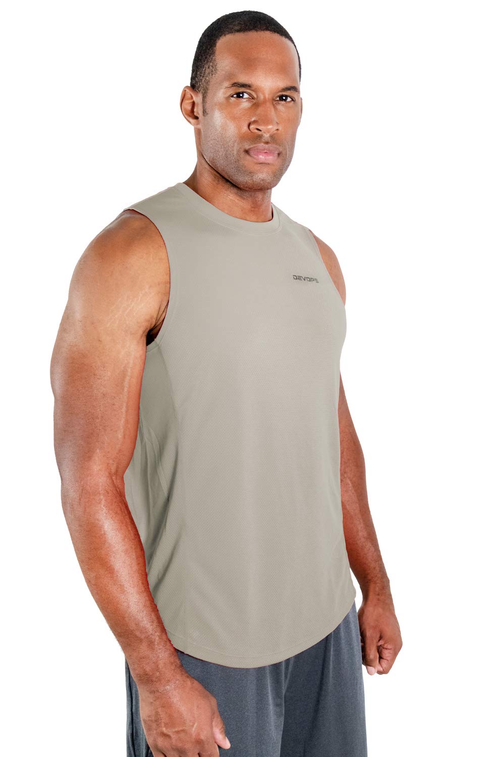 DEVOPS 3 Pack Men's Muscle Shirts Sleeveless Dry Fit Gym Workout Tank Top (Medium, Black/Navy/Gray)