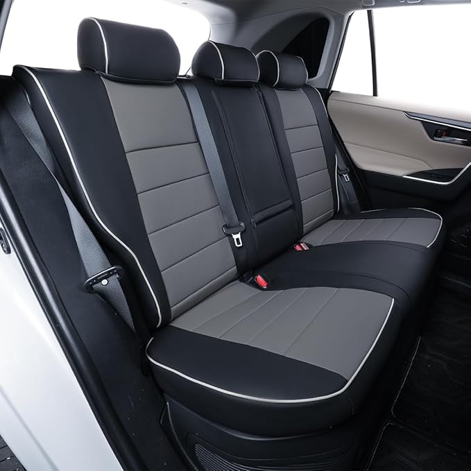 EKR Rav4 Seat Covers Custom Fit for Toyota RAV4 Adventure,TRD-Off Road 2019 2020 2021 2022 2023 2024, Leather Car Seat Cover Full Set for SUV,Faux Leather(Black/Gray)