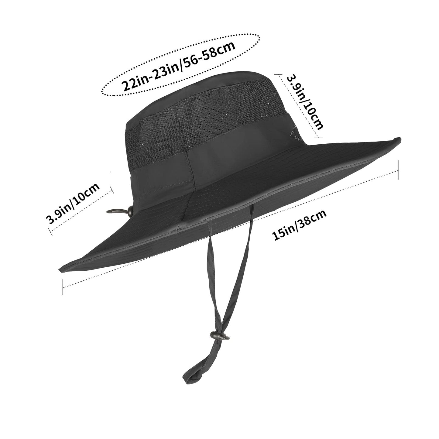 2 Pack Sun Hats for Men Women Fishing Hat UPF 50+ Breathable Wide Brim Summer UV Protection Hat Black/Khaki