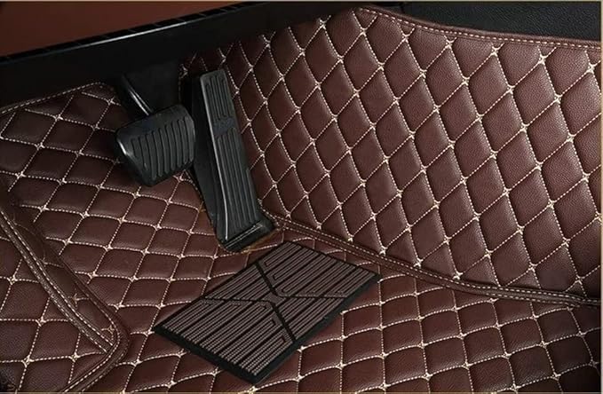 Car Floor Mats for 99% Cars, Trucks and SUVs Full Coverage Pads Protection Non-Slip Leather Floor Liners (Wine Red)