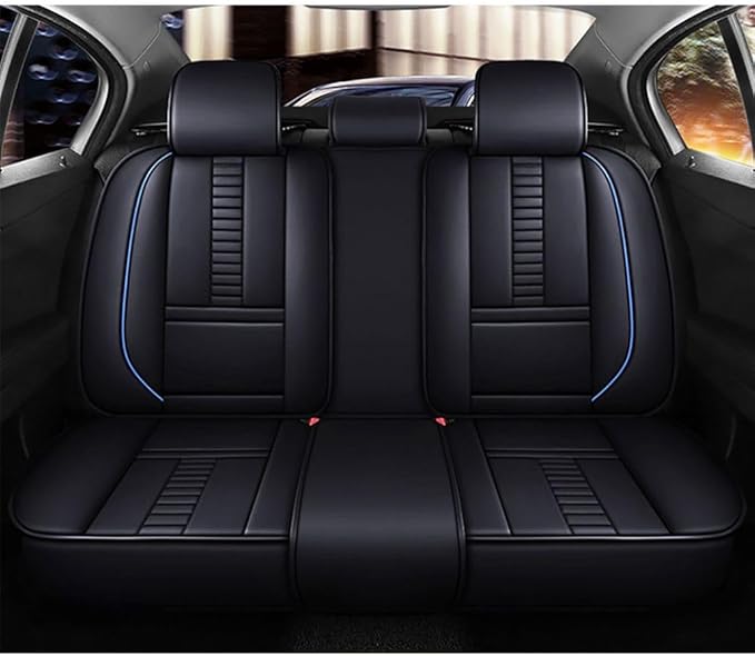 for Chevy Equinox Seat Covers 2005-2026, Full Coverage Customized Car Seat Covers, Premium Leather Waterproof Stain-Resistant Easy to Install (Luxury 5 Seats, Black&Blue)