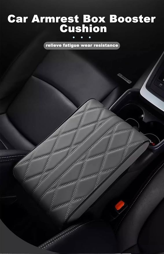 for Alfa Romeo Stelvio (949) 2017 2018 2019 2020 2021 2022 Car Center Console Cover, Leather Memory Foam Protection Pad, Hand Rest Pillow with Height Increase, Interior Accessory,Grey