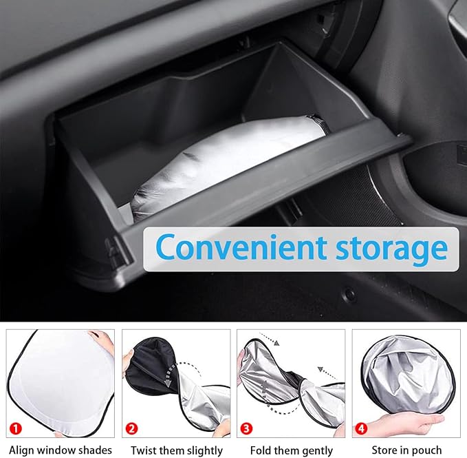 Foldable Windshield Sun Shade, Bonus Steering Wheel Sun Shield to Block UV Rays Keep Your Vehicle Cooler, Easy to Use Car Interior Accessories (Large)