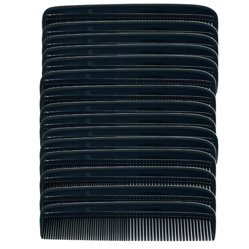 G.B.S (15 Pack) Pocket Comb Black Unbreakable Round Teeth Course Fine Pocket Beard & Mustache Combs For Men'S Hair (Black, 5 Inc
