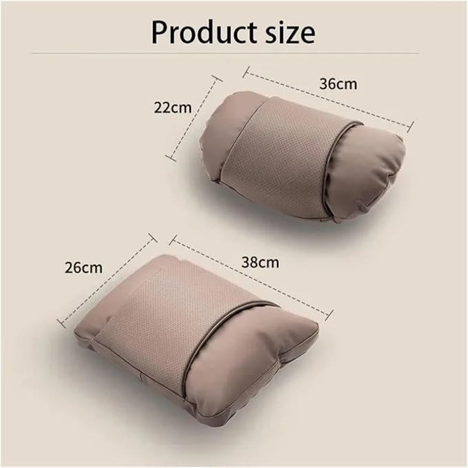 1/2PCS PU Leather Car Neck Pillow & Lumbar Support Cushion, Breathable Universal Seat Headrest Waist Pad, Soft Support Cushion for Daily Driving and Travel(C Style backrest)