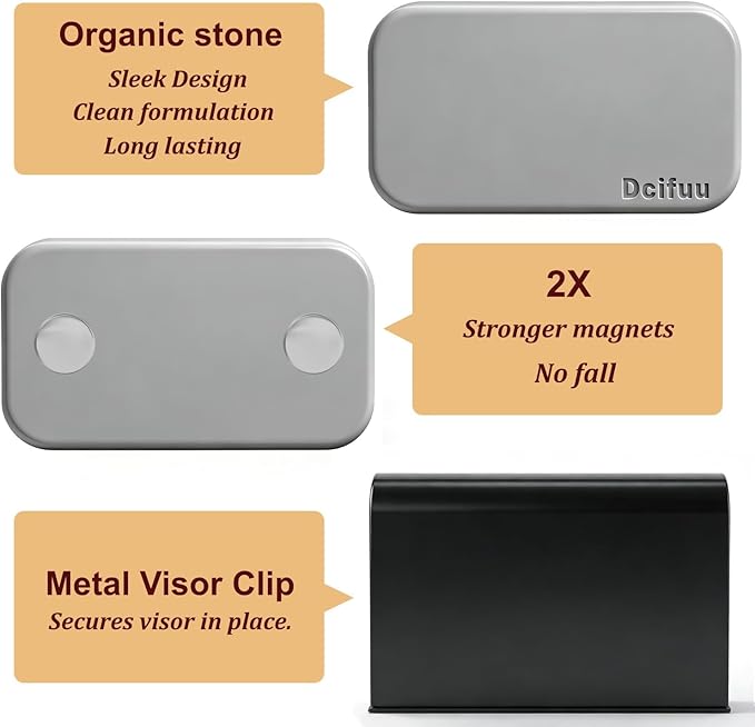 Car Air Freshener - Stone Air Freshener - Car Odor Eliminator - Car Fresheners Long Lasting - Variety 3 Pack Starter Kit - VISOR CLIP INCLUDED (Apple-Open Air-Amber)