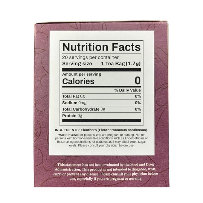 Organic Positively Botanicals Company, Eleuthero Root Herbal Tea Bags, 20 Count