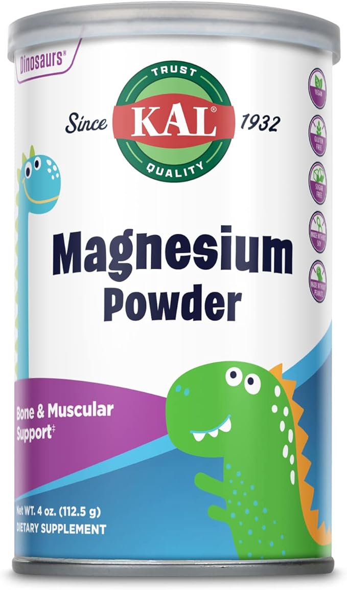 KAL Magnesium Powder, Magnesium for Kids, Pure Magnesium Citrate Powder, Healthy Bone Development, Muscle and Nerve Function Support, Vegan, Gluten Free, Sugar Free, 90 Servings, 4 oz