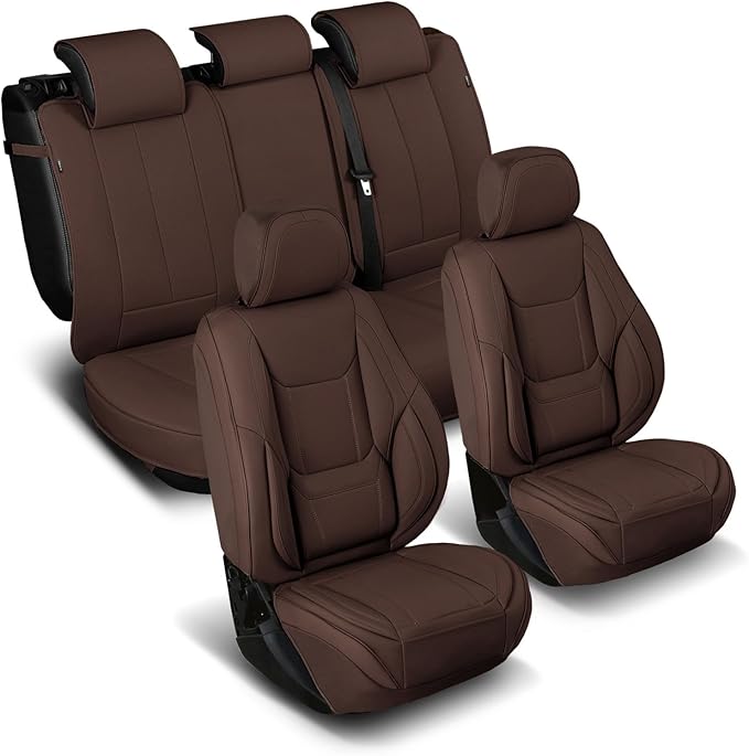 Coverland Custom Fit Car Seat Covers for SUV Compatible with [Honda CR-V, CR-V Hybrid, Hyundai Kona Electric] Premium Waterproof Non-Slip Interior Seat Protector [Full set Dark Brown - Size Chart X63]