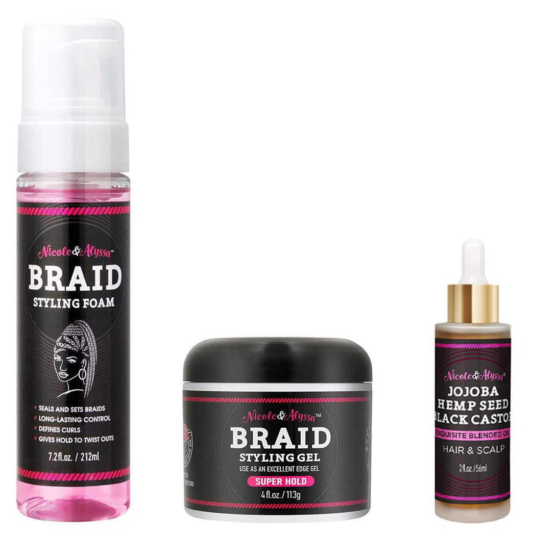 Nicole & Alyssa ] Braid Gel, Foam And Scalp Oil Set