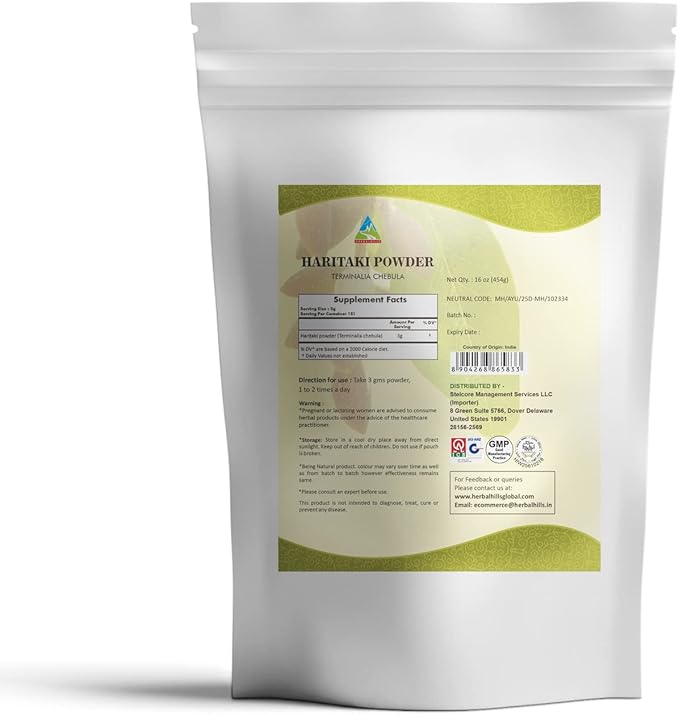 HERBAL HILLS Haritaki Fruit Powder and Neem Leaf Powder Pack 2 Combo