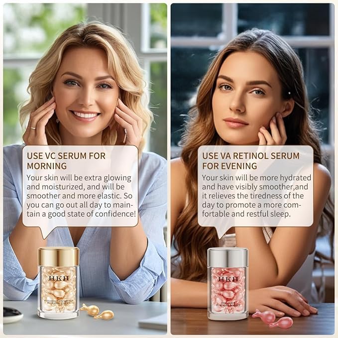 Retinol Collagen Anti-Aging Wrinkle 60 Capsules Face Serum with scissors,Vitamin A Retinol Anti-Aging Serum,Visibly Smooth Fine Lines & Wrinkles.Smooth,Hydrate and Moisturize,Travel Portable