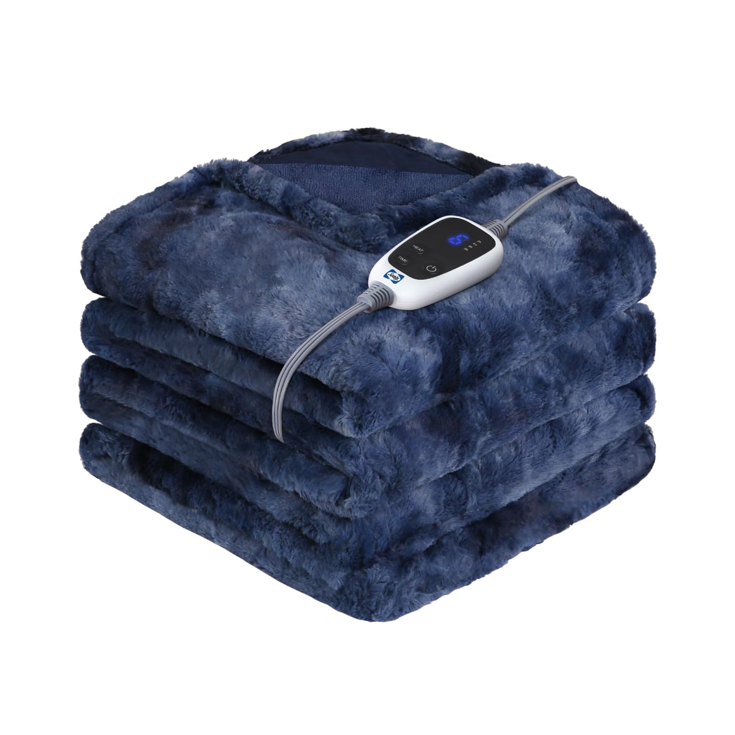 Sealy Electric Blanket Heated Throw, Faux Fur Heating Blanket with 6 Heat Settings & 2-10 Hours Auto Shut Off, Fast Heating & ETL Certification, 50x60 Inch, Grey