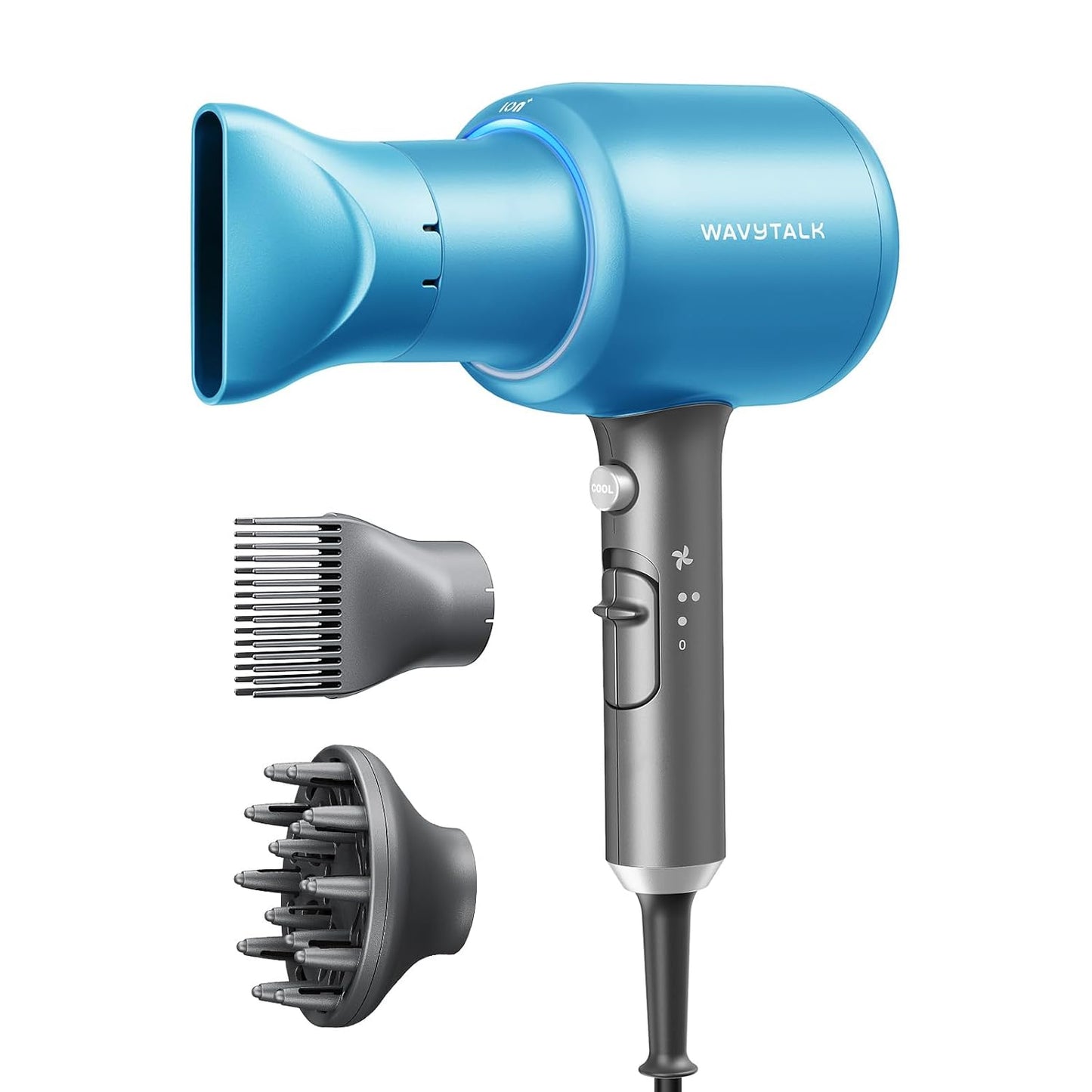 Wavytalk 1875W Ionic Hair Dryer | Diffuser & Comb for Curly Hair | Black