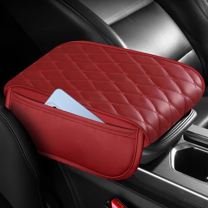 Universal Car Armrest Pad for Mini Countryman R60 F60 One/S/Cooper/JCW 2010-2024 Leather Armrest Box Center Console Cover Pad Waterproof Arm Rest Protector Decor Accessories,Grey01, normal