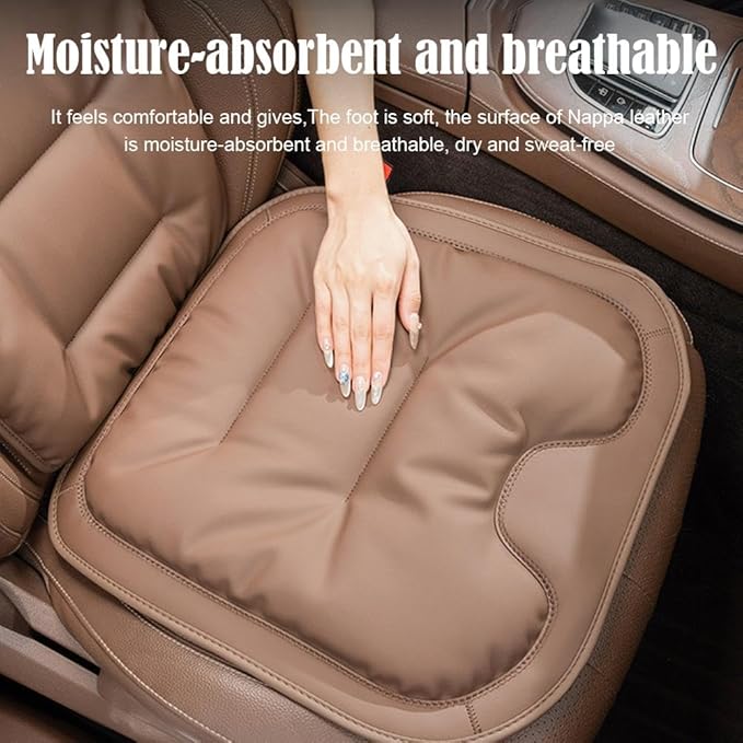 Car Seat Cushion, 2025 New Skin-Friendly Leather Seat Cushions, Skin-Friendly Leather Seat Cushions, Front Bottom and Rear Seat Cushions for Auto Office (Red 1set)