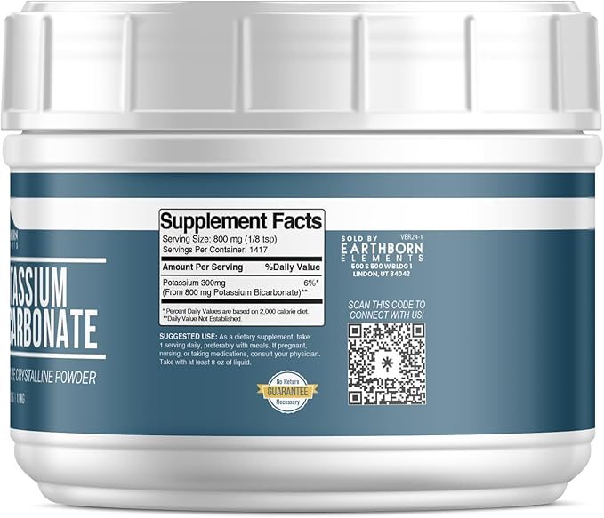 Earthborn Elements Potassium Bicarbonate (2.5 lb), Mess-Free Tub, Pure & Undiluted