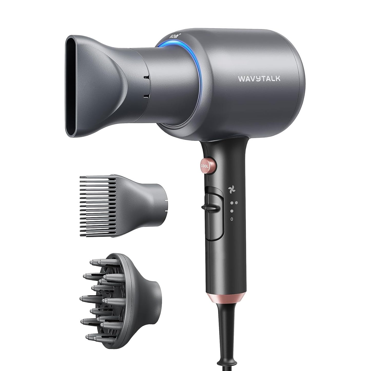 Wavytalk 1875W Ionic Hair Dryer | Diffuser & Comb for Curly Hair | Green