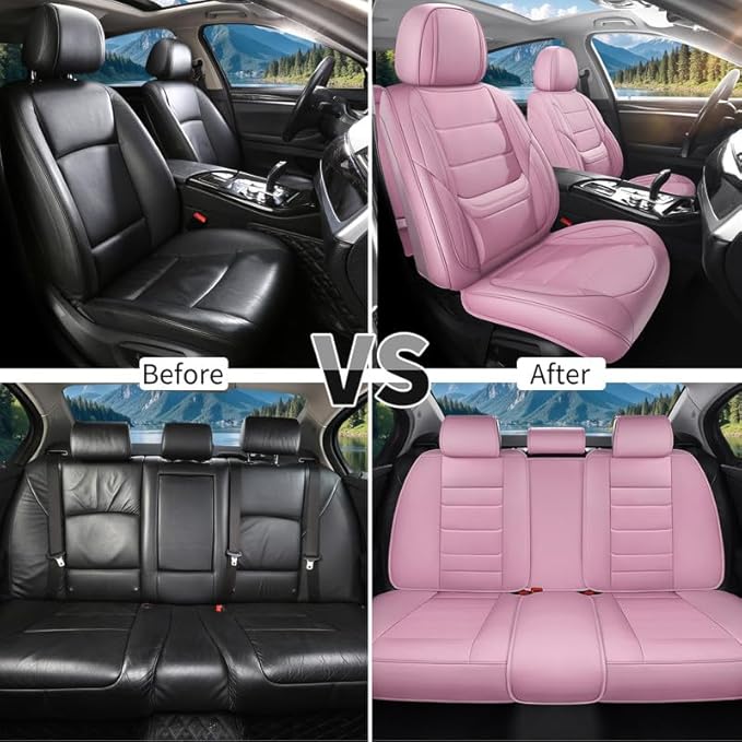 Car Seat Covers Full Set Custom Fit for Chevy Trax 2015-2025 - Premium Leather with Lumbar Support, Breathable, Anti-Slip & Excellent Seating Experience (Pink, Full Set)