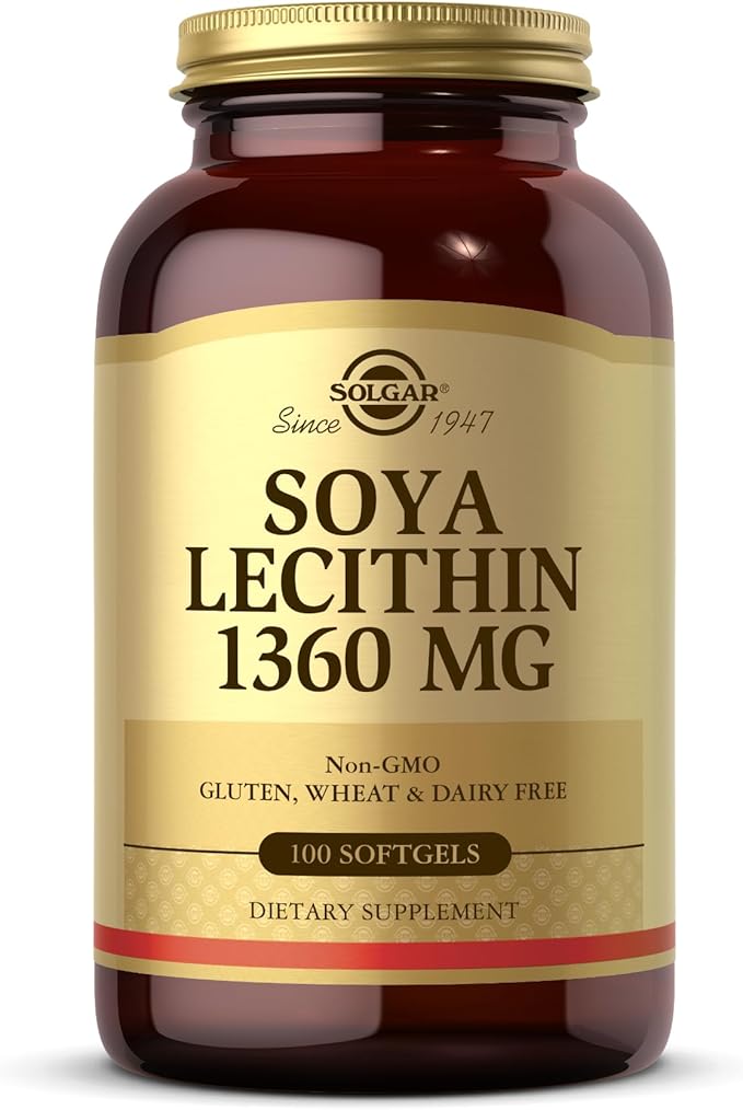 Solgar Soya Lecithin 1360 mg - 100 Softgels - Source of Choline - Gluten Free, Dairy Free - 100 Servings