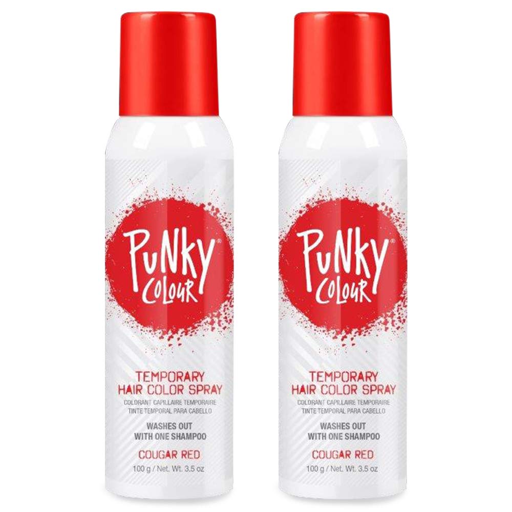 Punky Temporary Hair Color Spray, Cougar Red, Non-Damaging Spray-On Hair Dye Instant Vivid Hair Color, 3.5 Oz, 2-Pack