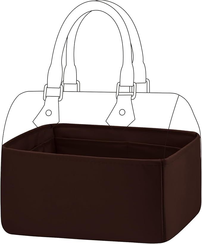 DGAZ Silk Purse Organizer Insert Fits LV Speedy 16/20/25/30/35/45 bags，Silky Smooth Bag Organizer，Luxury Handbag & Tote Shaper（Global Brown，SP45）