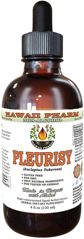 Pleurisy Root Alcohol-Free Liquid Extract, Pleurisy Root (Asclepius tuberosa) Dried Root Glycerite Natural Herbal Supplement, Hawaii Pharm, USA 4 fl.oz