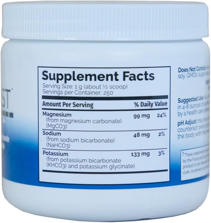 pH Adjust Alkalinizing Formula | Alkalinize with Potassium and Sodium Bicarbonate and Magnesium Carbonate | Rapidly Balances pH Levels | Tastes Good | Easy-to-Use Fine Powder | 250 GM