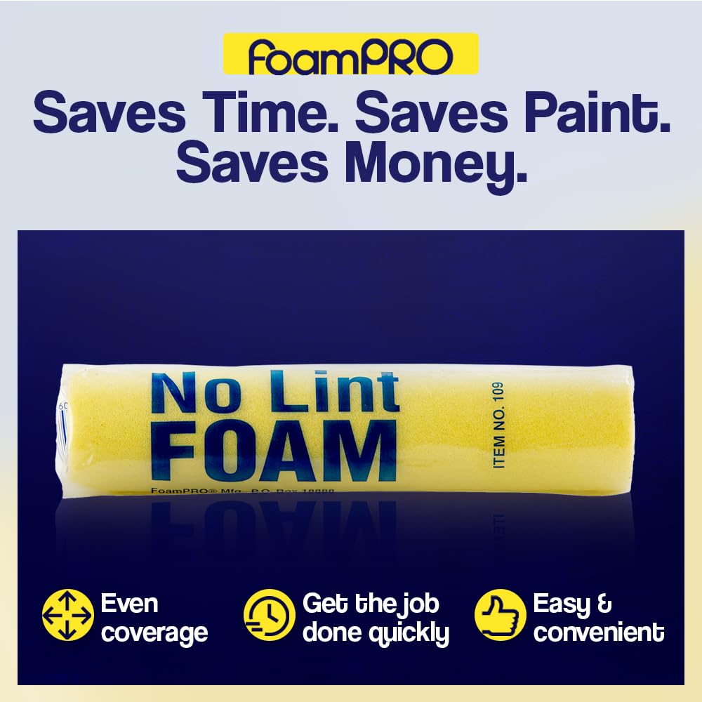 FoamPRO 209 Foam Paint Roller - 9" x 3/16" Foam Paint Roller for Many Unique Applications - Durable, Reliable, & Lint-Free Finish