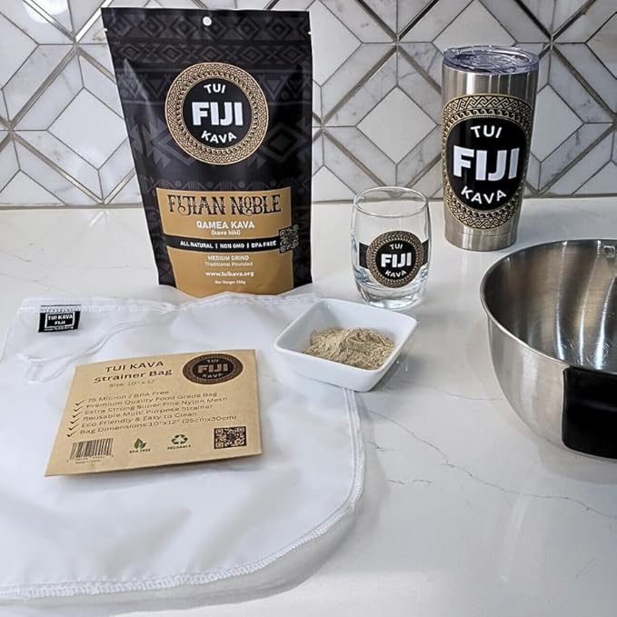 TUI KAVA PREMIUM WELLNESS KAVA -TRADITIONAL Fijian Noble Pounded Medium Grind 250g (8.8oz) - TRIAL SIZE | Very Heady Daytime Kava | All Natural Relaxation | Increase Focus | Mood/Sleep Support | Stress Relief | STRAINER BAG REQUIRED.
