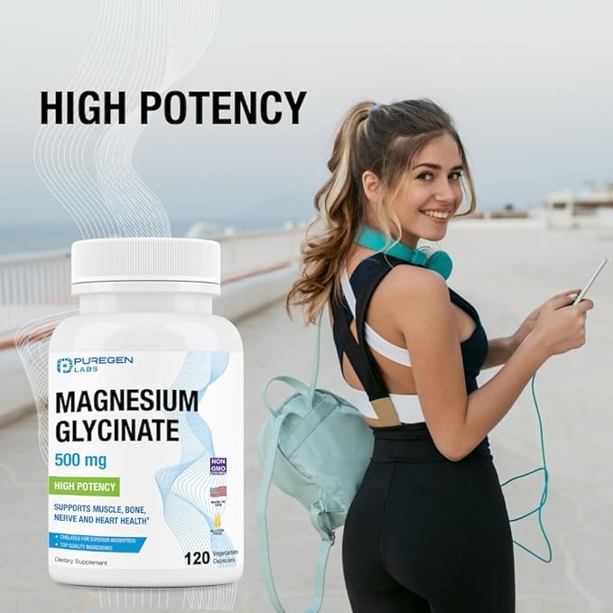 Magnesium Glycinate 500mg [High Potency] Veggie Caps, Chelated for Superior Absorption, Non-GMO, NO Gluten and Dairy, Supports Muscle, Joint, and Heart Health | Total 240 Capsules