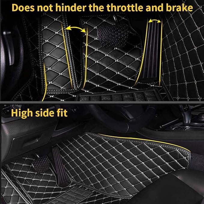 Custom Making Car Floor Mats for 90% Car Model Luxury Leather All Weather Waterproof Anti-Skid Full Coverage Liners (Orange)