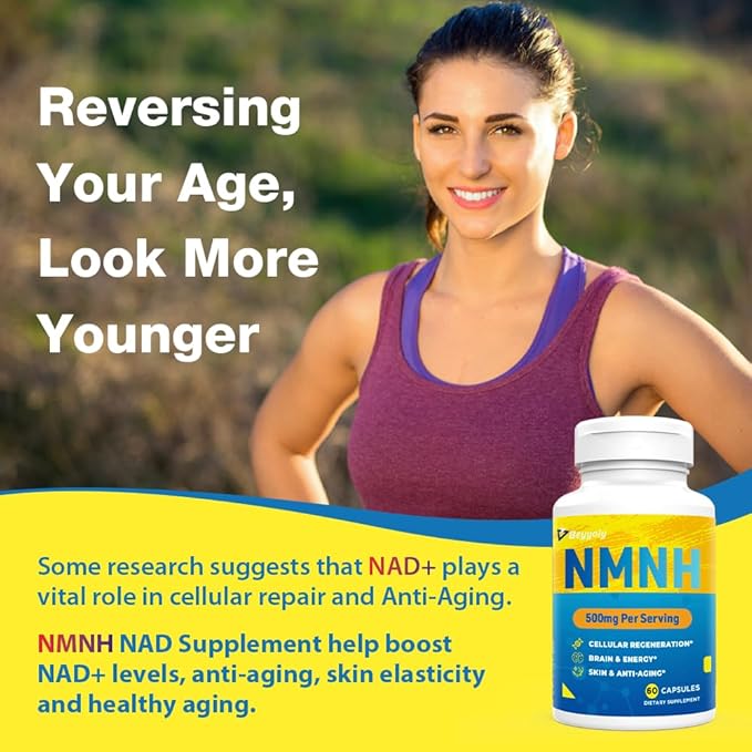 NMNH Supplement (Dihydronicotinamide Mononucleotide)500mg Per Serving, NMNH NAD Supplements for Women & Men, NMNH to Boost NAD+ Levels As We Age for Anti Aging, Cell Health*, Brain* , Energy- 60 Count