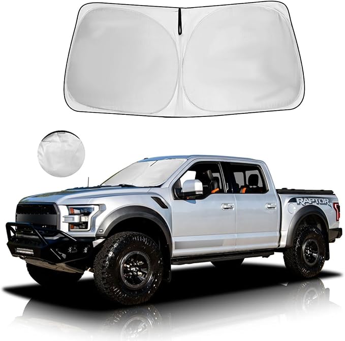 Windshield Sun Shade for 2026-2019 GMC Sierra 1500 2500 3500 SLT, AT4, Denali, Custom Fit Sunshade Truck Accessories, Foldable Pickup Front Window Sun Shade Shield Visor Protector