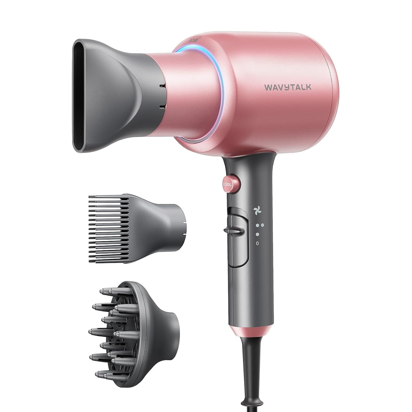 Wavytalk 1875W Ionic Hair Dryer | Diffuser & Comb for Curly Hair | Black