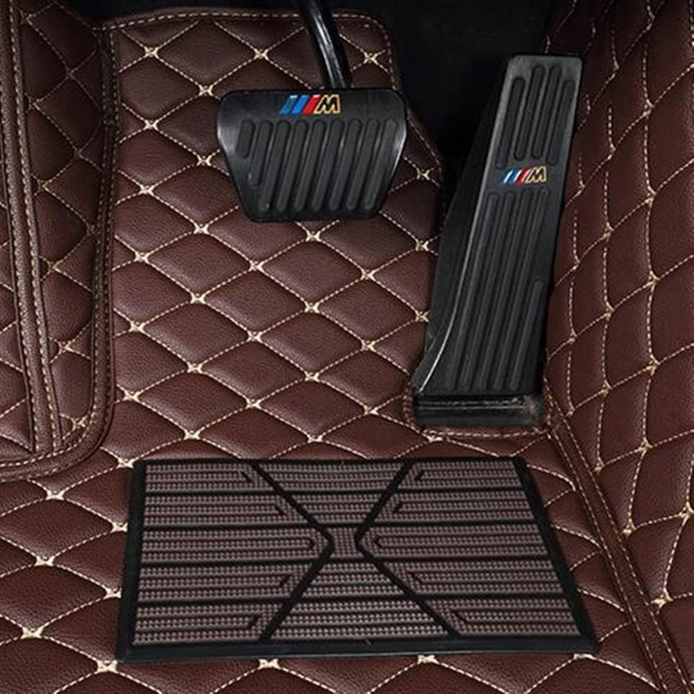 Custom All-Weather Protection Luxury Leather Floor Mats for Cars SUVs Trucks According Anti-Slip Leather Floor mats ﻿ (35,Red and Striped Black)