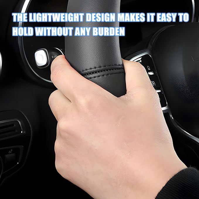 Car Steering Wheel Cover, 15 Inch Leather Anti-Slip Breathable Vehicle Steering Wheel Protector, Automotive Interior Protection Accessories, Universal for SUV Sedan Truck (Black/Coffee)