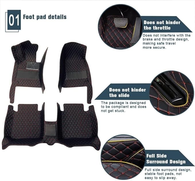 Custom Car Floor Mats Custom Logo/Pattern for SUV Van Truck Sedan Coupe Car Mats Full Surrouded Floor Mat All Weather Waterproof and Anti-Slip Protection Car Floor Liners(Red)