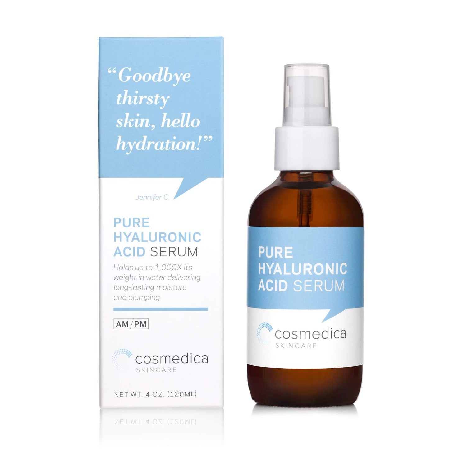 Cosmedica Hyaluronic Acid Serum For Skin - 4 Fl. Oz Hydrating Facial Moisturizer With Anti-Aging Skin Care Properties. Beauty An