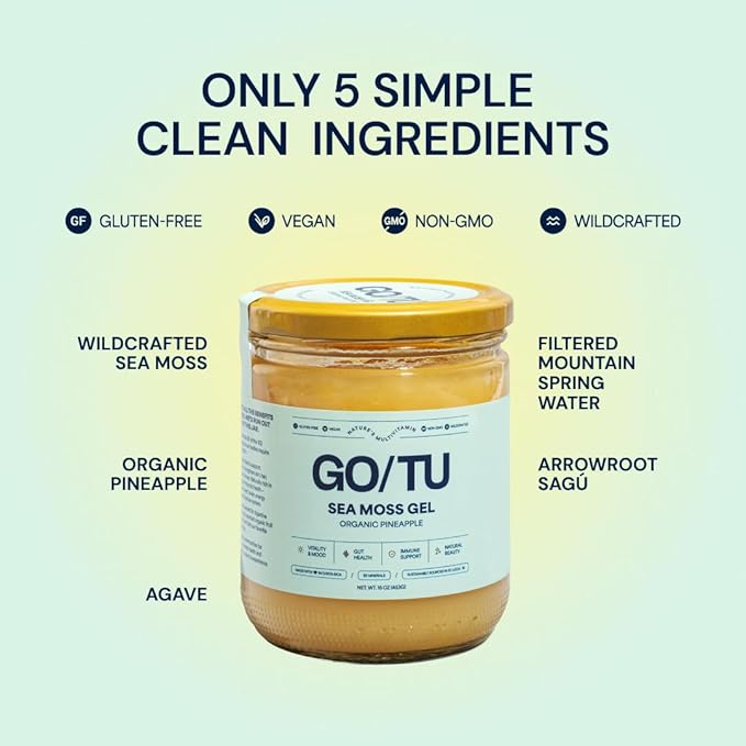 GO/TU Sea Moss Gel – 16oz Pineapple | Pure, Shelf-Stable Superfood | Nature’s Multivitamin