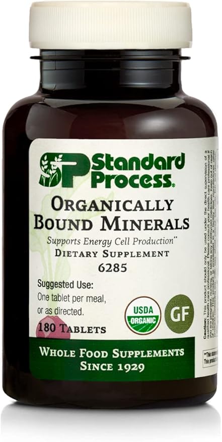 Standard Process Inc. Organically Bound Minerals - Whole Food Nervous System Supplements, Iodine Supplement and Thyroid Support with Alfalfa and Kelp - 180 Tablets