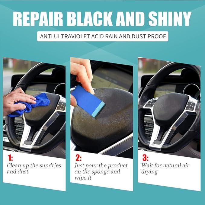 RJDJ Plastic Restorer for Cars, Trim & Exterior – Plastic Revitalizing Coating Agent, Restores Faded Plastic, UV Protection, Car Shine Refurbishing Solution (50ml-1pcs)