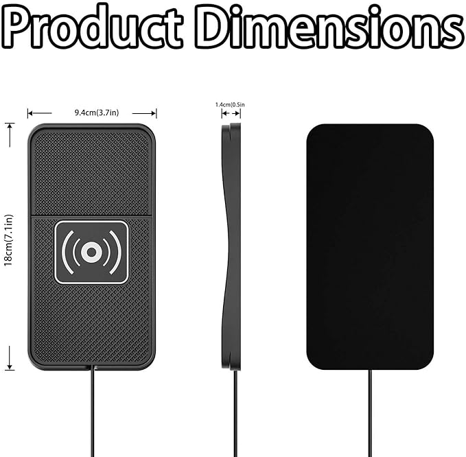 Car Wireless Charger Pad for Kia Cadenza 2014-2020, Fast Car Wireless Charging Pad for Car Center Console, Non Slip Charging Mat,1M-Type C