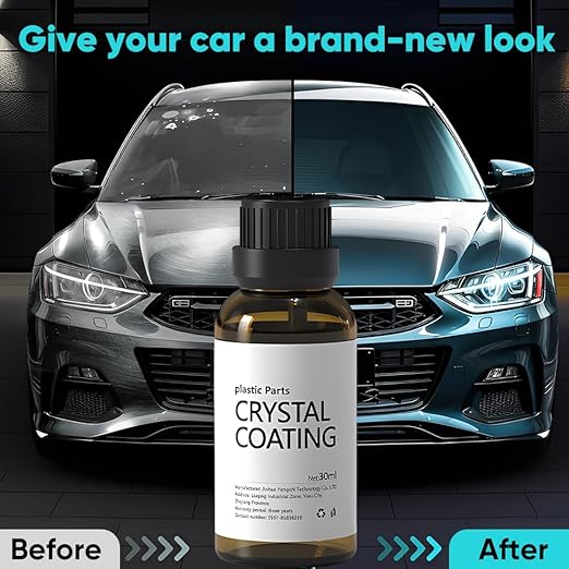 Crystal Coating for Car Plastic Parts - Plastic Trim Restorer to Restore Faded Surfaces - Long Lasting Shine, Easy Wipe-On for Dashboard, Door Panels & Exterior Trim (3)
