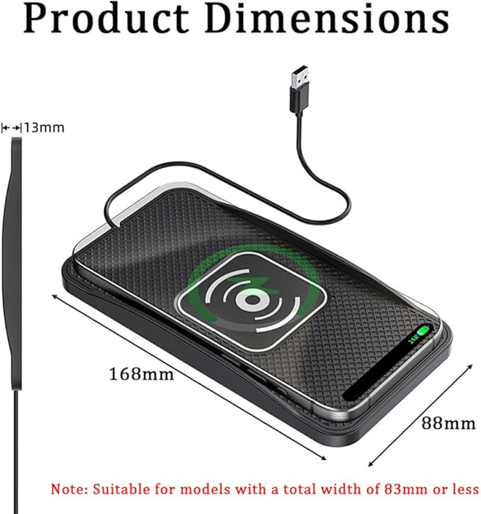 Wireless Car Charger Pad for Hyundai Tucson 2005-2026, Type-C/USB 20W Car Wireless Charger Non-Slip Phone Charging Pad Car Accessories,B 30cm Cable USB Plug