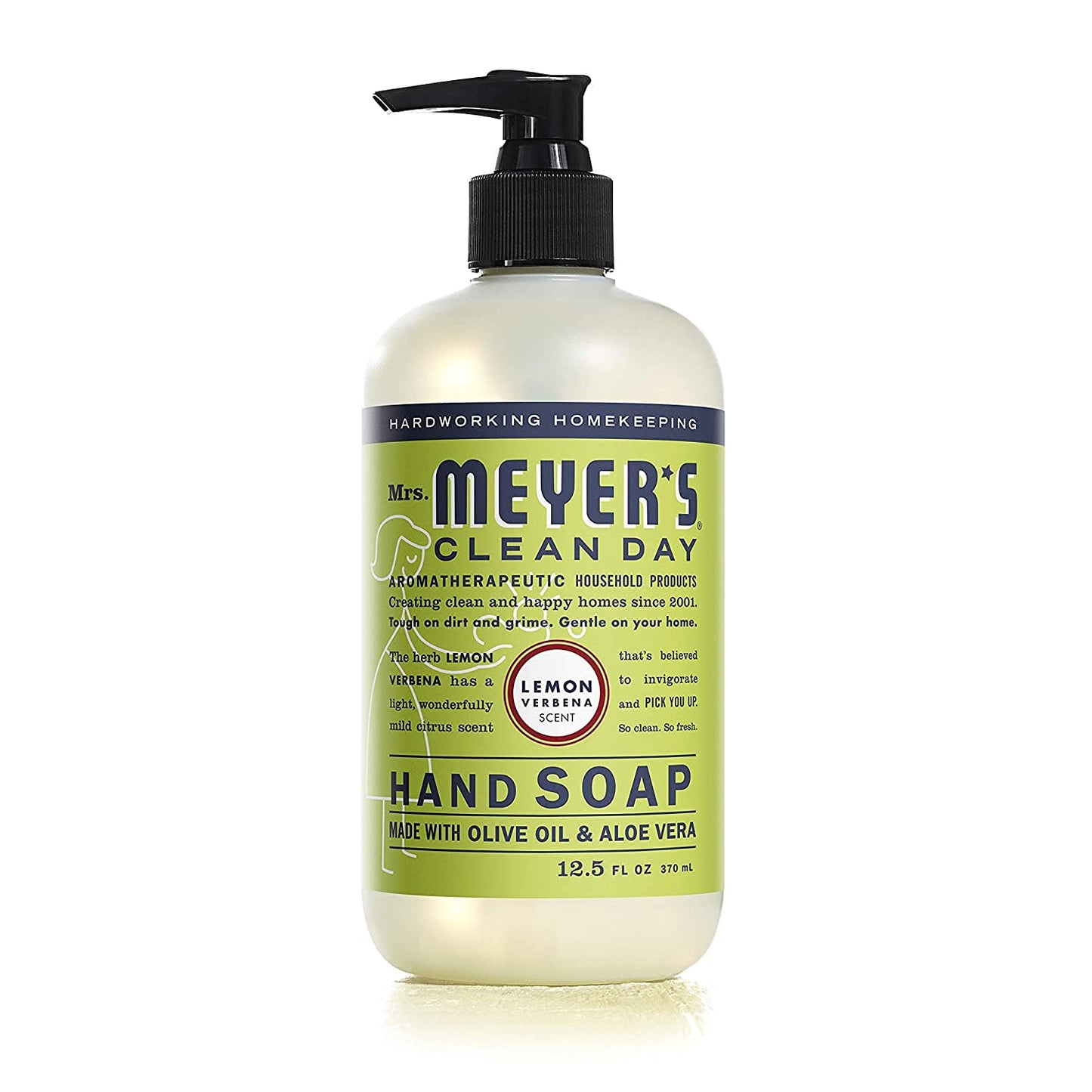 Mrs. Meyers Cleanday Liquid Hand Soap, Cruelty Free And Biodegradable Formula, Lemon Verbena Scent, 12.5 Oz