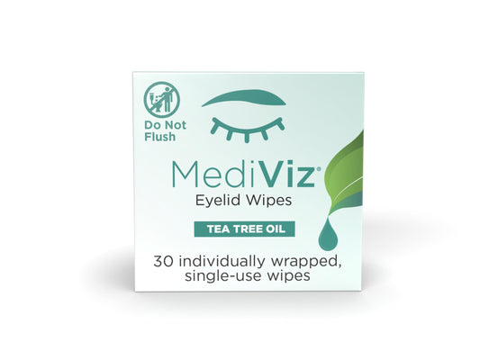 Mediviz Tea Tree Eyelid Cleanser Wipes - 30 Single-Use Towelettes - Eyelash & Eyelid Wipes For Soothing Dry Eye Irritation, Demo