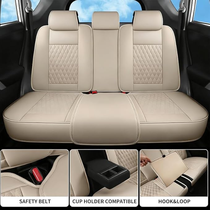 Car Seat Covers Full Set Custom Fit for Buick Envision 2016-2026 - Premium Faux Leather with Lumbar Support | Breathable, Waterproof, Anti-Slip, Durable (Beige,Full Set)