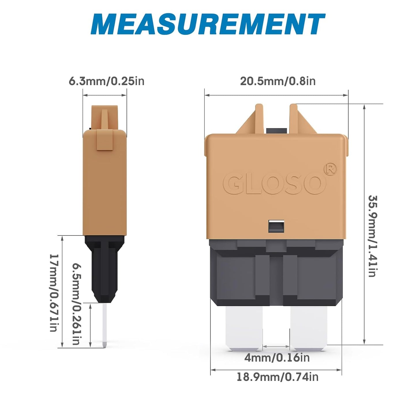 GLOSO Circuit Breaker E39 (T3) Manual Reset Fuse for Car Truck RV Automotive Marine Boat Trolling motor & Custom Wiring Audio battery protection/Low Profile ATC/ATO (7.5A - 5 Pack)